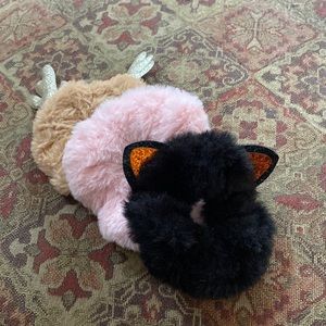 Set of 3 furry hair ties